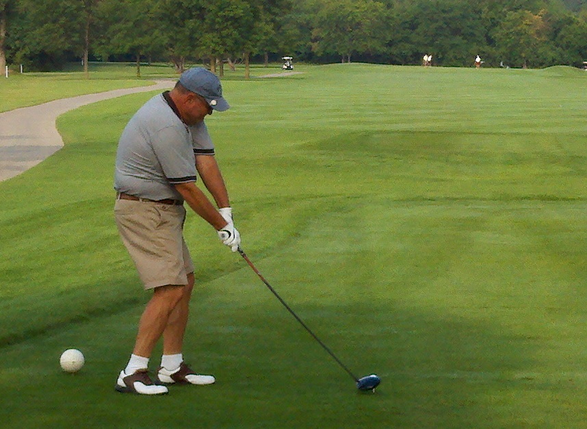 &nbsp; Joe King always a threat in the tournament hits his tee shot on the opening hole right down the middle.
